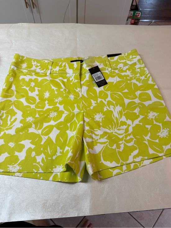 The Limited Pants - The Limited White and Lime Floral  Shorts